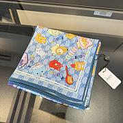 Kitlife Gucci Kawaii GG Supreme Siilk Scarf Blue 90x90cm - 6