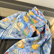 Kitlife Gucci Kawaii GG Supreme Siilk Scarf Blue 90x90cm - 3