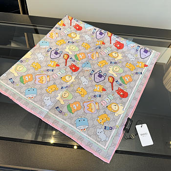 Kitlife Gucci Kawaii GG Supreme Siilk Scarf Beige 90x90cm 