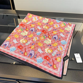 Kitlife Gucci Kawaii GG Supreme Siilk Scarf Red 90x90cm 