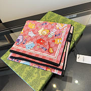 Kitlife Gucci Kawaii GG Supreme Siilk Scarf Red 90x90cm  - 6