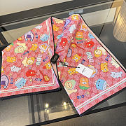Kitlife Gucci Kawaii GG Supreme Siilk Scarf Red 90x90cm  - 4