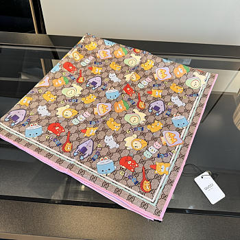 Kitlife Gucci Kawaii GG Supreme Siilk Scarf Brown 90x90cm 