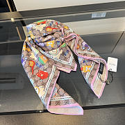 Kitlife Gucci Kawaii GG Supreme Siilk Scarf Brown 90x90cm  - 3
