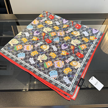 Kitlife Gucci Kawaii GG Supreme Siilk Scarf Black 90x90cm 