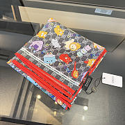 Kitlife Gucci Kawaii GG Supreme Siilk Scarf Black 90x90cm  - 6