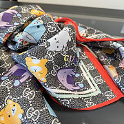 Kitlife Gucci Kawaii GG Supreme Siilk Scarf Black 90x90cm  - 5