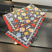 Kitlife Gucci Kawaii GG Supreme Siilk Scarf Black 90x90cm  - 3