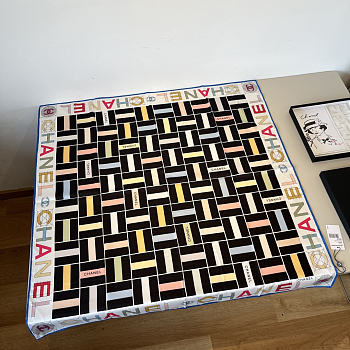 Kitlife Chanel Twill Silk Scarf Black Multicolor 90x90cm 