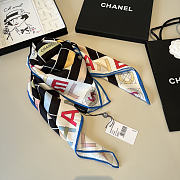 Kitlife Chanel Twill Silk Scarf Black Multicolor 90x90cm  - 3