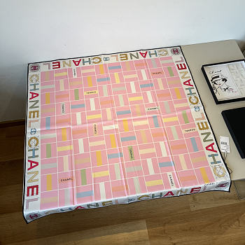 Kitlife Chanel Twill Silk Scarf Pink Multicolor 90x90cm 