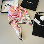 Kitlife Chanel Twill Silk Scarf Pink Multicolor 90x90cm  - 6