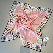Kitlife Chanel Twill Silk Scarf Pink Multicolor 90x90cm  - 3