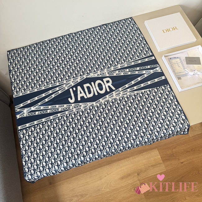 Kitlife Dior J'adior Silk Scarf Blue & White 90x90cm - 1