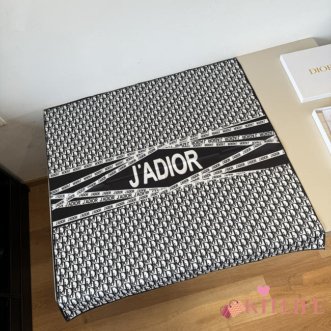 Kitlife Dior J'adior Silk Scarf Black & White 90x90cm  - 1
