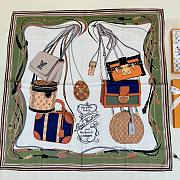Kitlife Louis Vuitton Treasure Framed Vintage Silk Scarf White & Green 90x90cm - 1