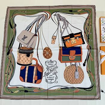 Kitlife Louis Vuitton Treasure Framed Vintage Silk Scarf White & Green 90x90cm