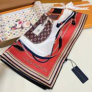 Kitlife Louis Vuitton Treasure Framed Vintage Silk Scarf White & Red 90x90cm  - 4