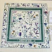 Kitlife Dior Floral Silk Scarf White & Green 90x90cm - 1