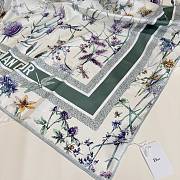 Kitlife Dior Floral Silk Scarf White & Green 90x90cm - 6