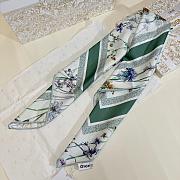 Kitlife Dior Floral Silk Scarf White & Green 90x90cm - 3
