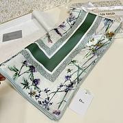 Kitlife Dior Floral Silk Scarf White & Green 90x90cm - 2