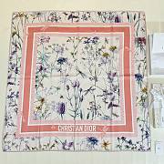 Kitlife Dior Floral Silk Scarf White & Orange 90x90cm  - 1