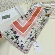 Kitlife Dior Floral Silk Scarf White & Orange 90x90cm  - 5