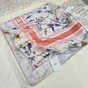 Kitlife Dior Floral Silk Scarf White & Orange 90x90cm  - 3
