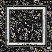 Kitlife Dior Floral Silk Scarf Black & White 90x90cm - 1