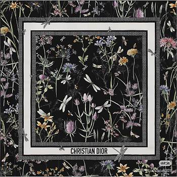Kitlife Dior Floral Silk Scarf Black & White 90x90cm
