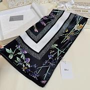 Kitlife Dior Floral Silk Scarf Black & White 90x90cm - 2