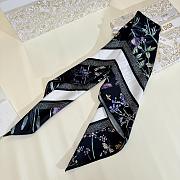Kitlife Dior Floral Silk Scarf Black & White 90x90cm - 3