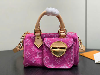 Kitlife Louis Vuitton Nano Speedy Bag Denim Pink Monogram M27603 16x10x7.5cm 