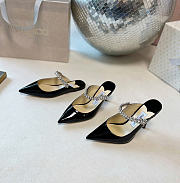 Kitlife Jimmy Choo Black Patent Leather Mules With Crystal Strap  - 1