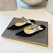 Kitlife Jimmy Choo Black Patent Leather Mules With Crystal Strap  - 6