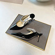 Kitlife Jimmy Choo Black Patent Leather Mules With Crystal Strap  - 5