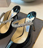 Kitlife Jimmy Choo Black Patent Leather Mules With Crystal Strap  - 3