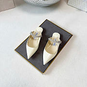 Kitlife Jimmy Choo White Patent Leather Mules With Crystal Strap  - 4