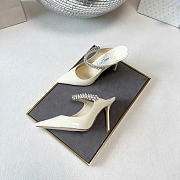 Kitlife Jimmy Choo White Patent Leather Mules With Crystal Strap  - 5