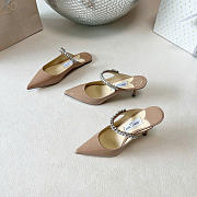 Kitlife Jimmy Choo Beige Patent Leather Mules With Crystal Strap - 1