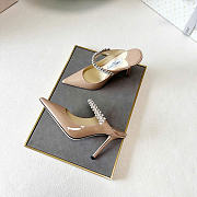 Kitlife Jimmy Choo Beige Patent Leather Mules With Crystal Strap - 3