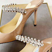 Kitlife Jimmy Choo Beige Patent Leather Mules With Crystal Strap - 4