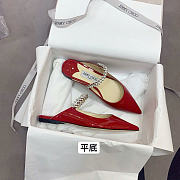 Kitlife Jimmy Choo Red Patent Leather Mules With Crystal Strap - 4