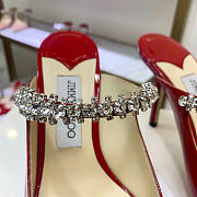 Kitlife Jimmy Choo Red Patent Leather Mules With Crystal Strap - 5