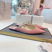 Kitlife Jimmy Choo Pink Suede Leather Mules With Crystal Strap  - 5