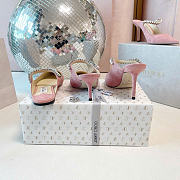 Kitlife Jimmy Choo Pink Suede Leather Mules With Crystal Strap  - 4