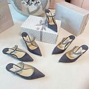 Kitlife Jimmy Choo Gray Suede Leather Mules With Crystal Strap  - 1