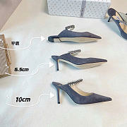 Kitlife Jimmy Choo Gray Suede Leather Mules With Crystal Strap  - 6