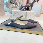 Kitlife Jimmy Choo Gray Suede Leather Mules With Crystal Strap  - 4